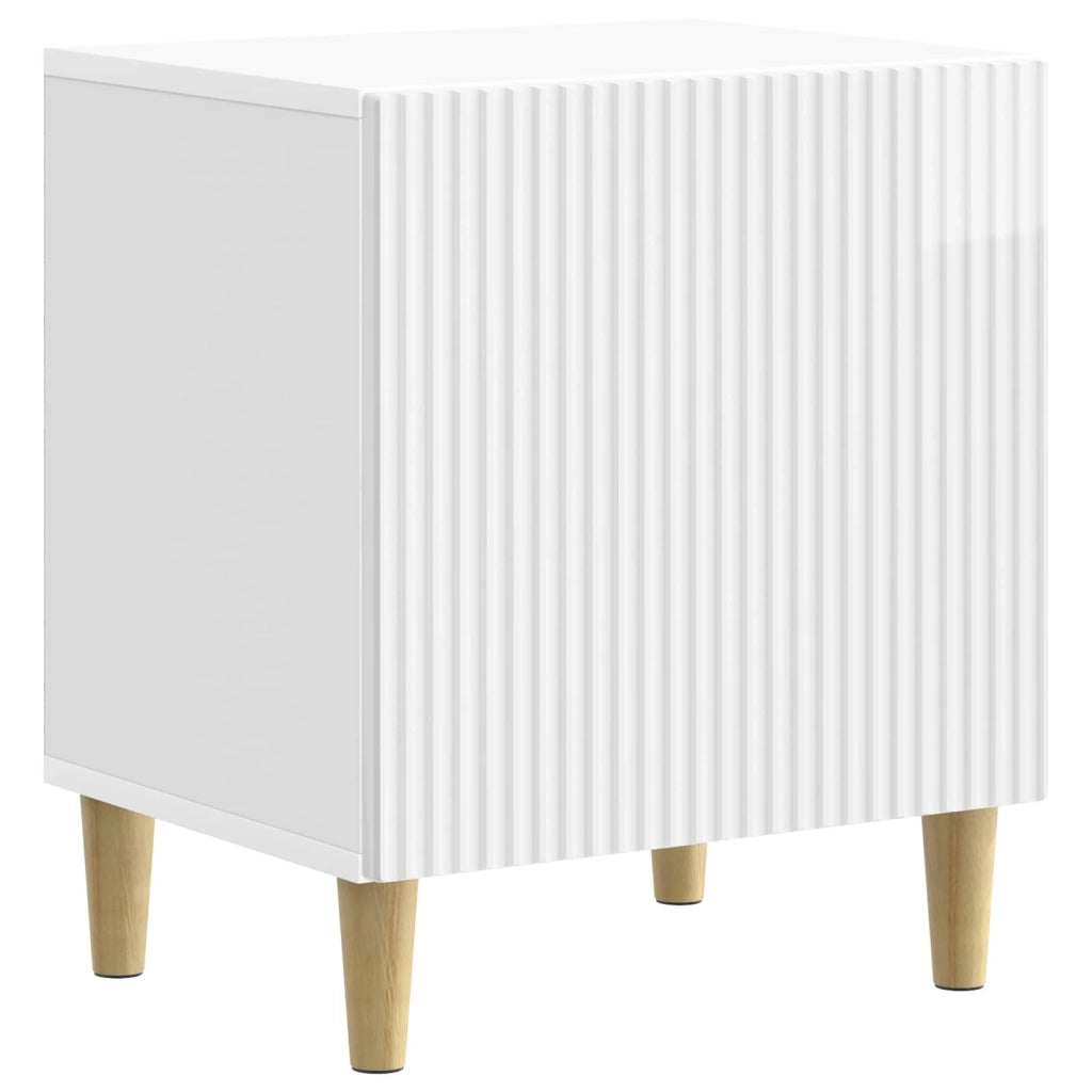 Set di 2 Comodini | Armadio da Notte | Mobiletto da notte Bianco Lucido 43 x 34,5 x 50 cm