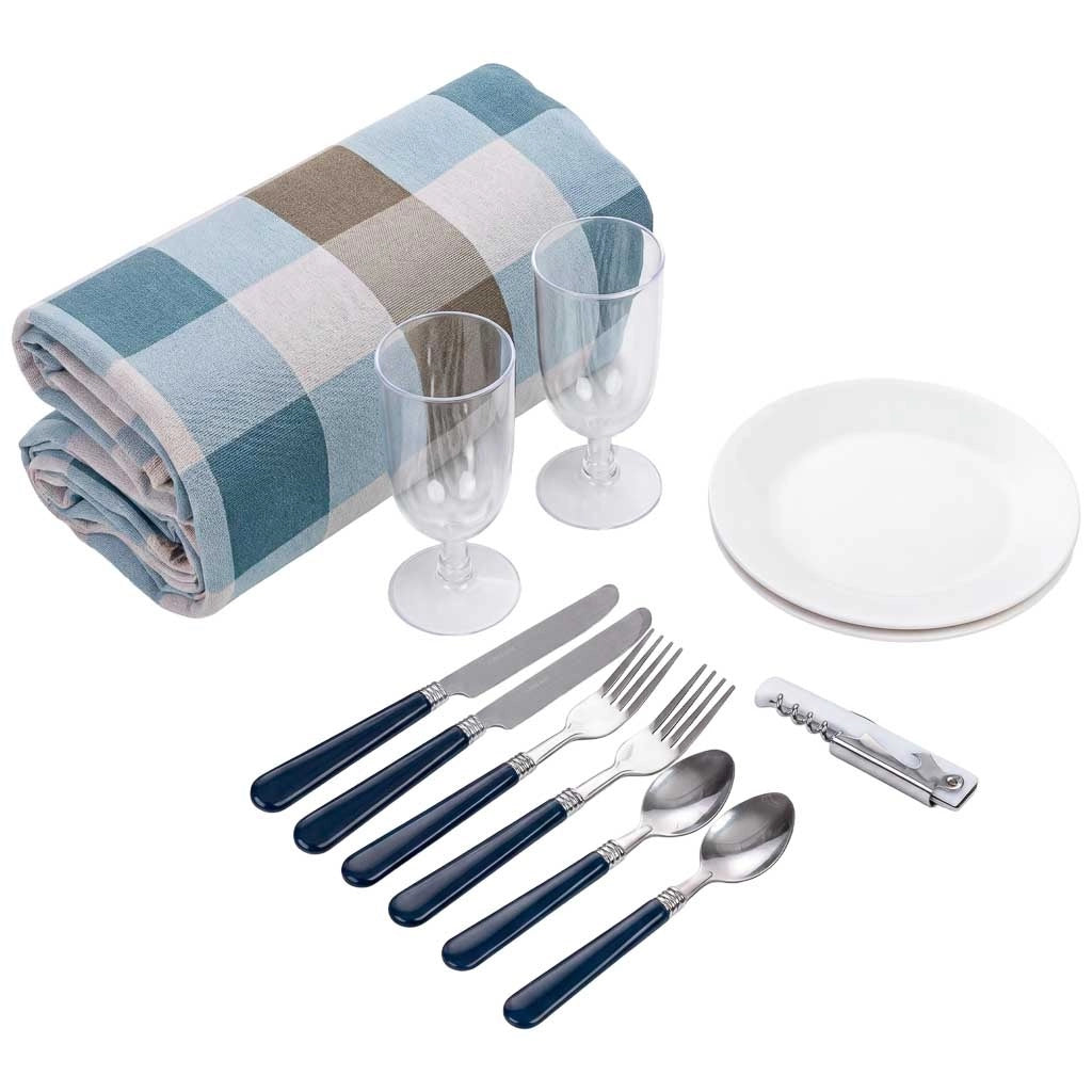 Cestino da picnic 2 servizi marrone 38x26x18cm