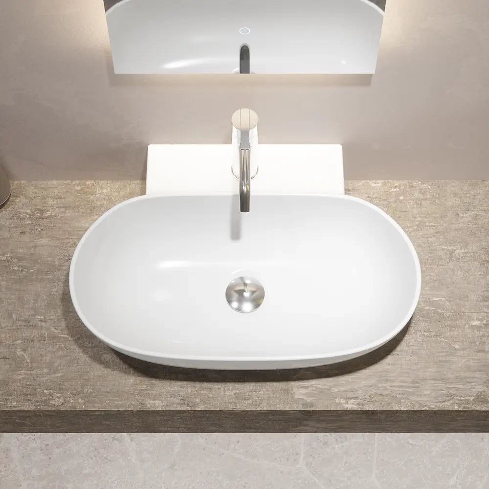 Lavabo da appoggio ovale 56x40x12,5 cm Bianco