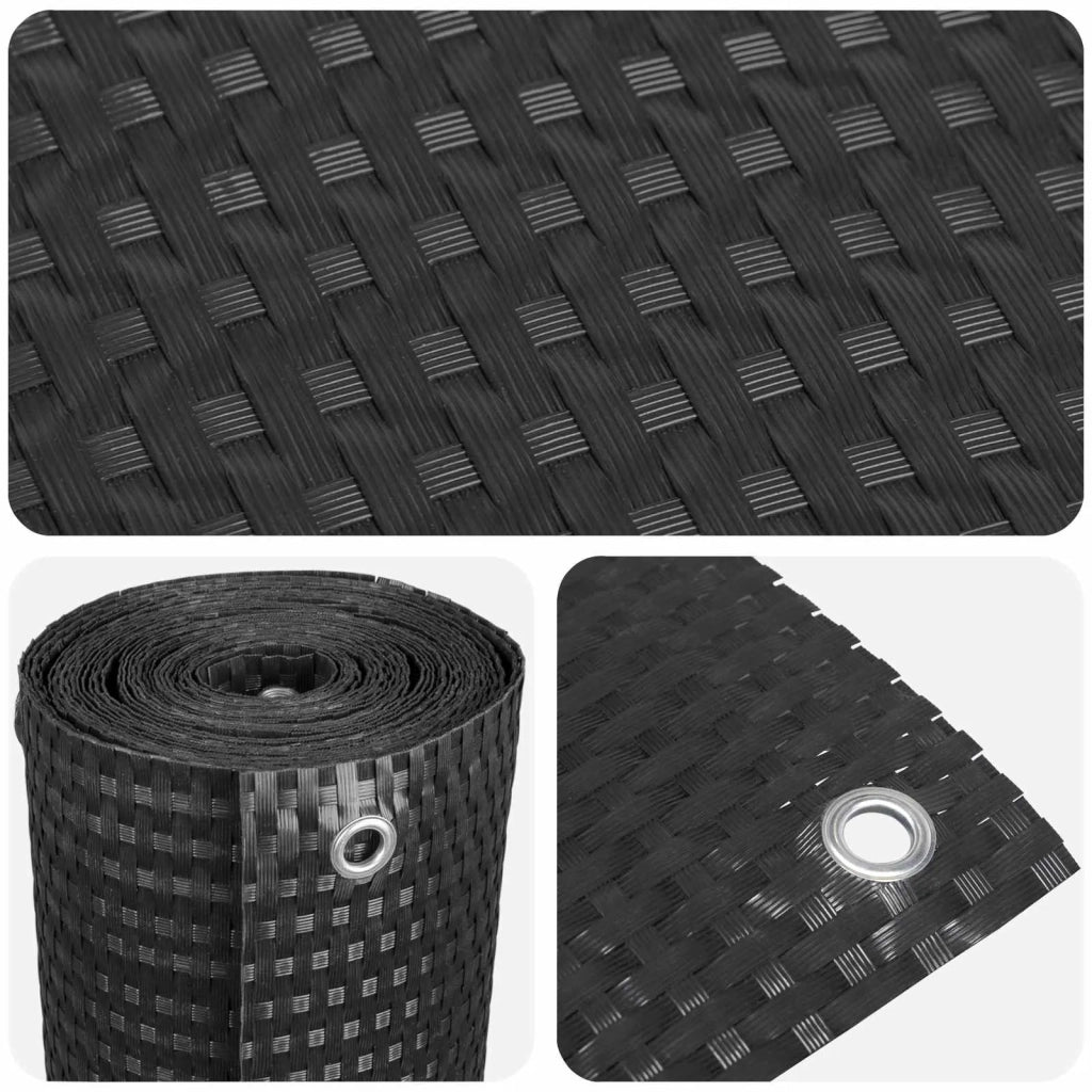 Paravento da Balcone | Schermo per Balcone con Occhielli Nero