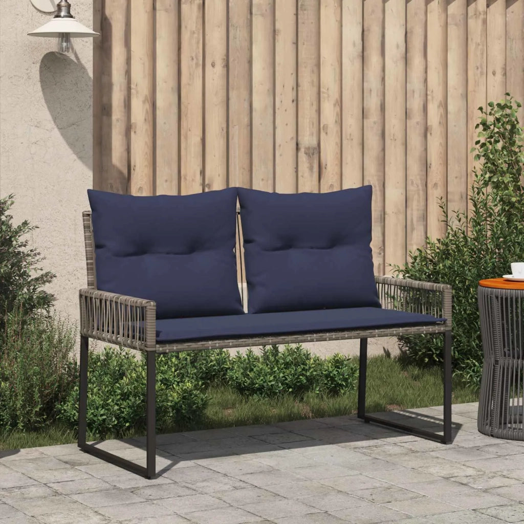 Panchina da esterno 4 pcs Grigio e Blu Navy polyrattan 42025162
