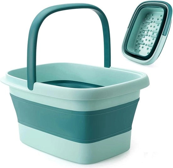 Bagno per piedi pieghevole con massaggio - ripiegabile - verde - bagno per piedi revitalizzante