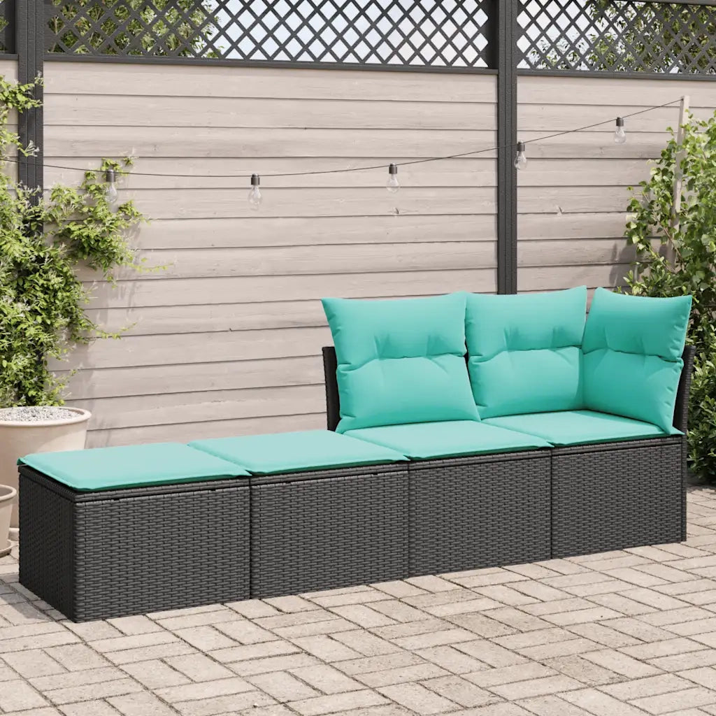 Set Divani da Giardino con Cuscini 2 pz Nero Polyrattan Acacia 3328680