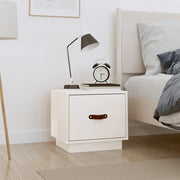 Comodino-Tavolino da notte Bianco 40x34x35 cm in Legno Massello di Pino