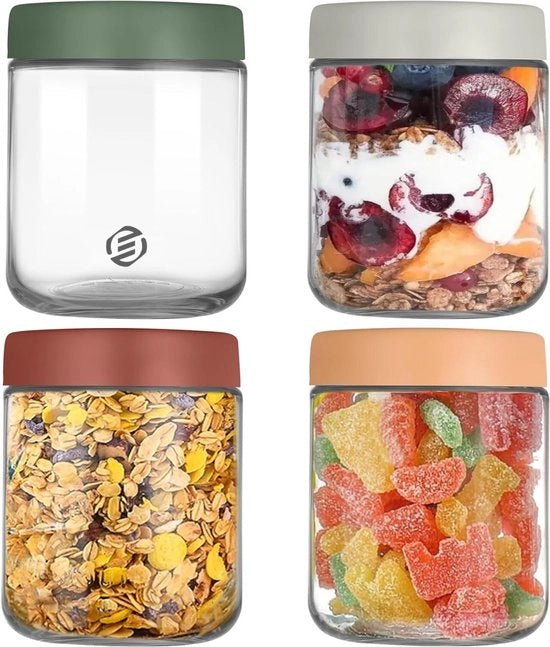 Set di contenitori per overnight oats in vetro mason