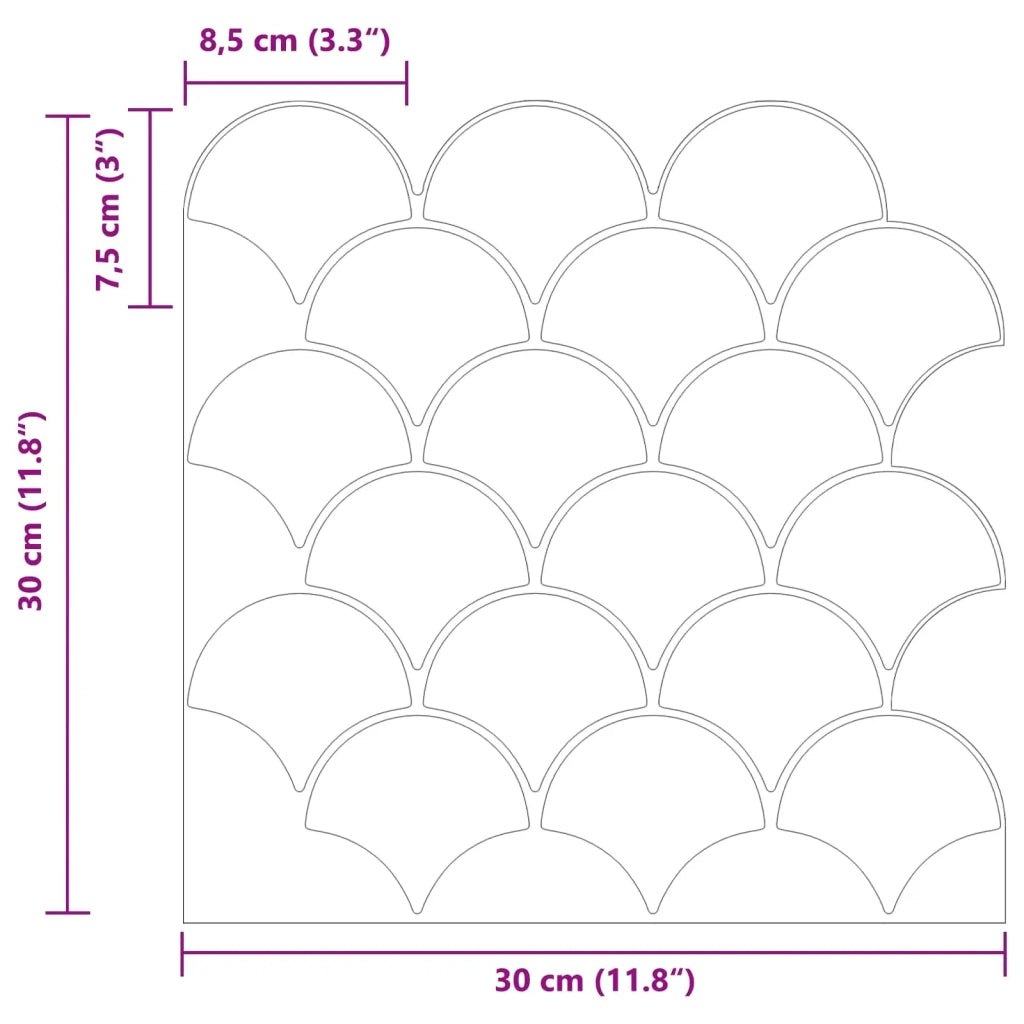 Piastrella a scaglie di pesce 20 pcs Bianco 30 x 30 cm 42046214