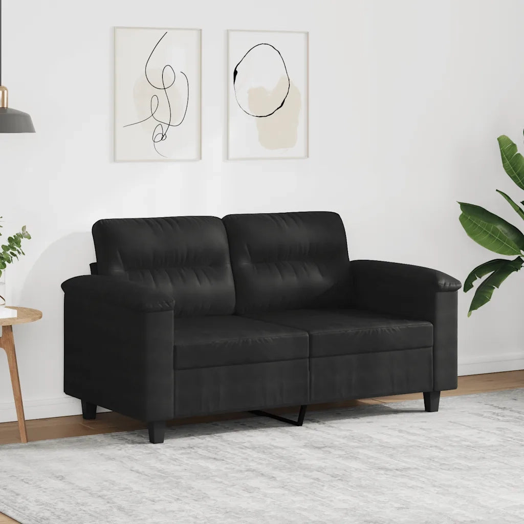 Divano a 2 Posti Nero 120 cm in Tessuto Microfibra 359558
