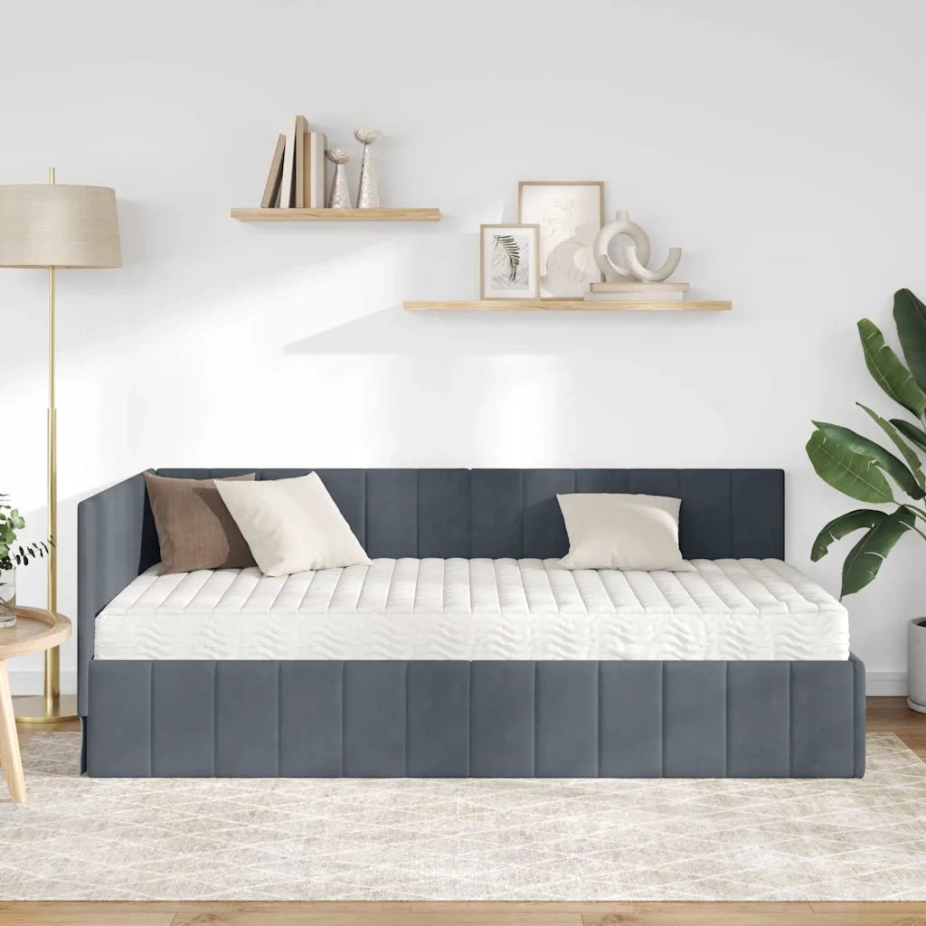 Struttura Letto Angolare con Materasso 2 pcs Grigio Velluto 3393849