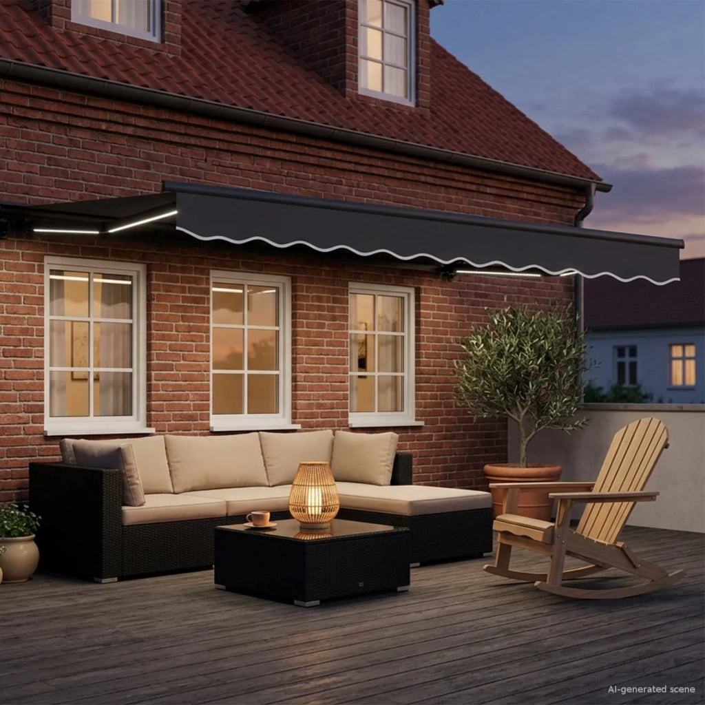 Cornice per Tenda Manuale con LED Antracite 3,5 x 2,5 m 3420822