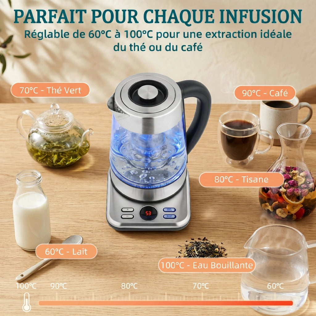 Bollitore Elettrico 1.7L ¨C Xylo ¨C 2200W con Infusore e Termostato Strix
