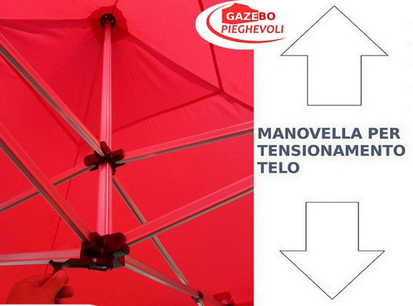 Gazebo 3x4,5 m rosso pieghevole alluminio piantone esagonale 45mm portatile estendibile richiudibile estensibile acciaio con laterali per fiere eventi stand chiosco tenda tendone mercato mercatino    