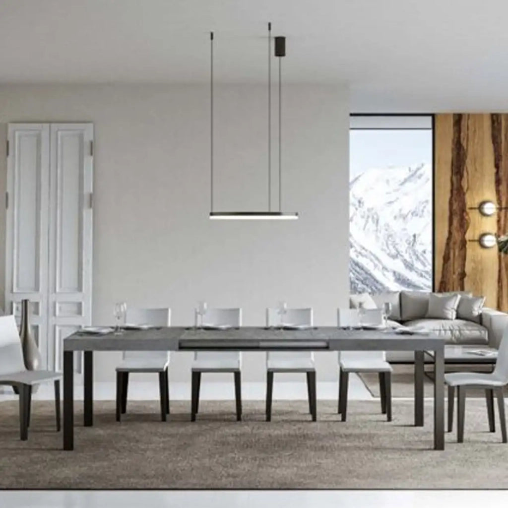 Tavolo allungabile 120/380x90 cm Everyday Premium colore cemento gambe antracite