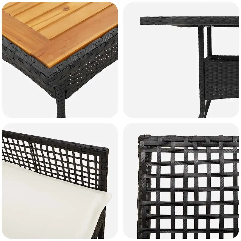 Set da Pranzo per Giardino 5 pcs Nero polyrattan 3334936