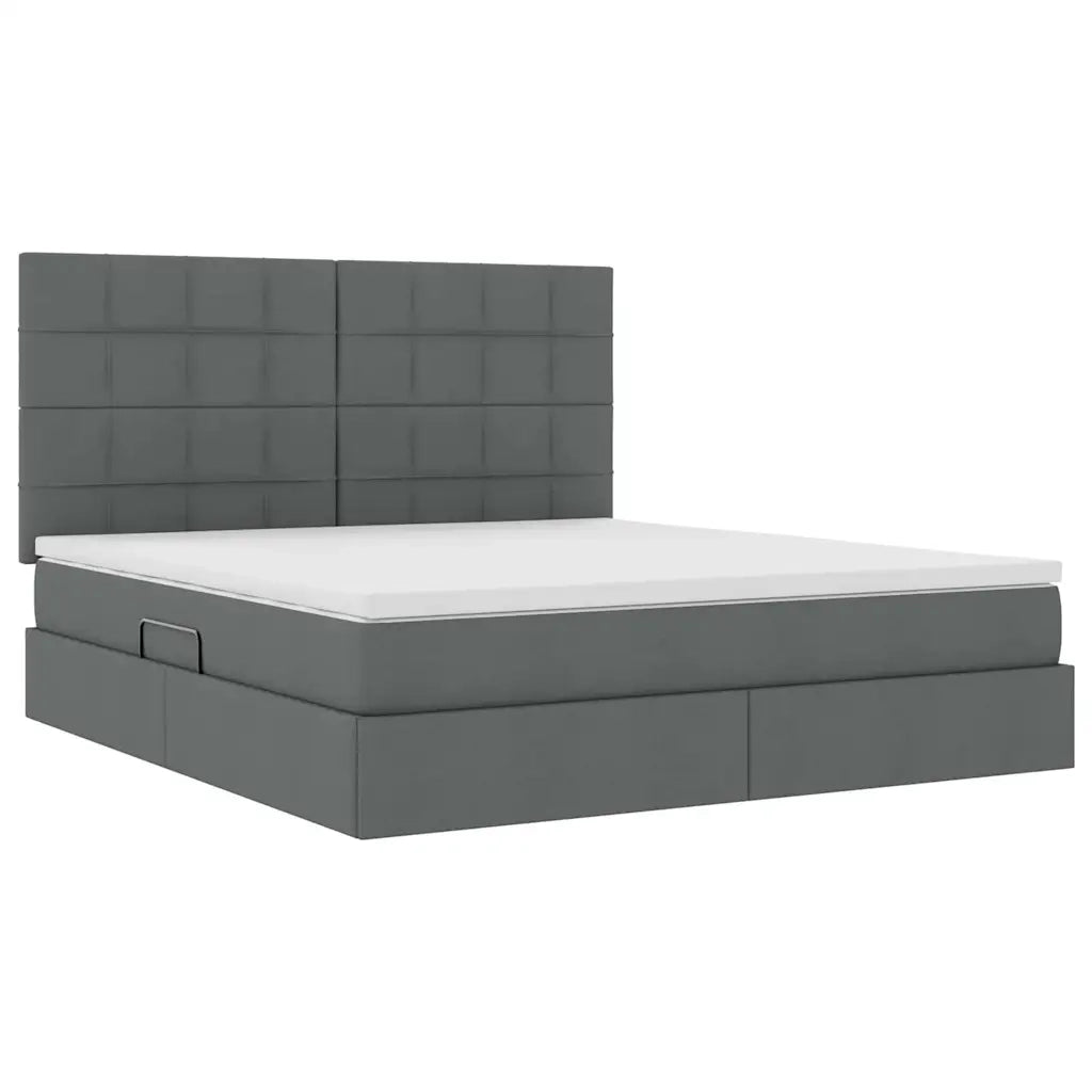Letto con contenitore e LED con led Grigio scuro 180 x 200 cm 3372433