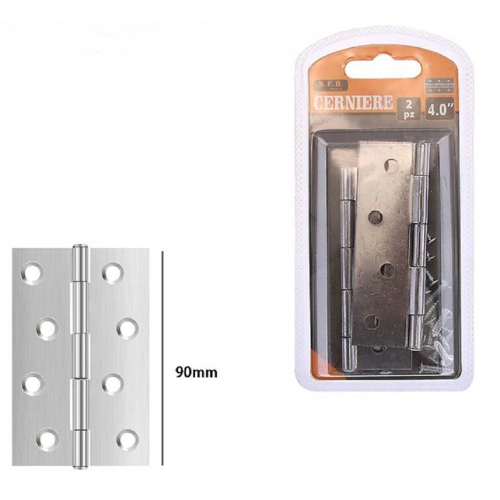Trade Shop - Set 2 Pezzi Cerniere Per Porte Mobili Armadi Sportelli Ante 90 Mm Silver 69035 -