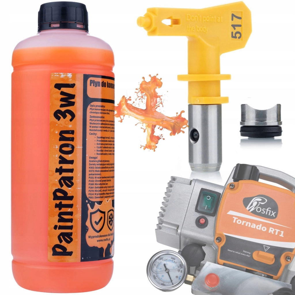 Pulisci e Conserva per Spruzzatore Airless Verniciatore Rosfix PaintPatron 3in1 1L + Ugello Ultra Spray Modello 517 –