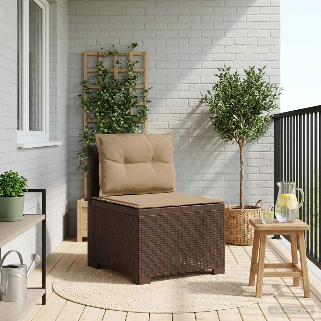 Divano da esterno-Divano da Giardino a 1 Posto con Cuscini Aspetto Rattan PP 537597