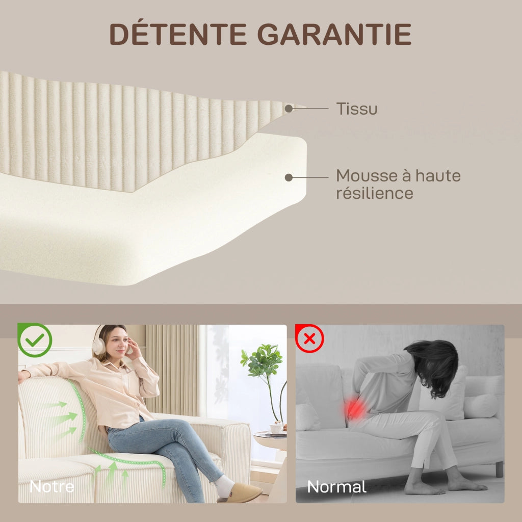 Divano 3 Posti in Velluto ¨C Zephmum ¨C Beige 230 cm