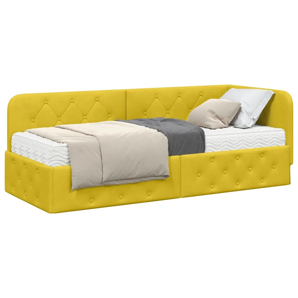 Cornice del letto ad angolo Giallo 80 x 200 cm Velluto