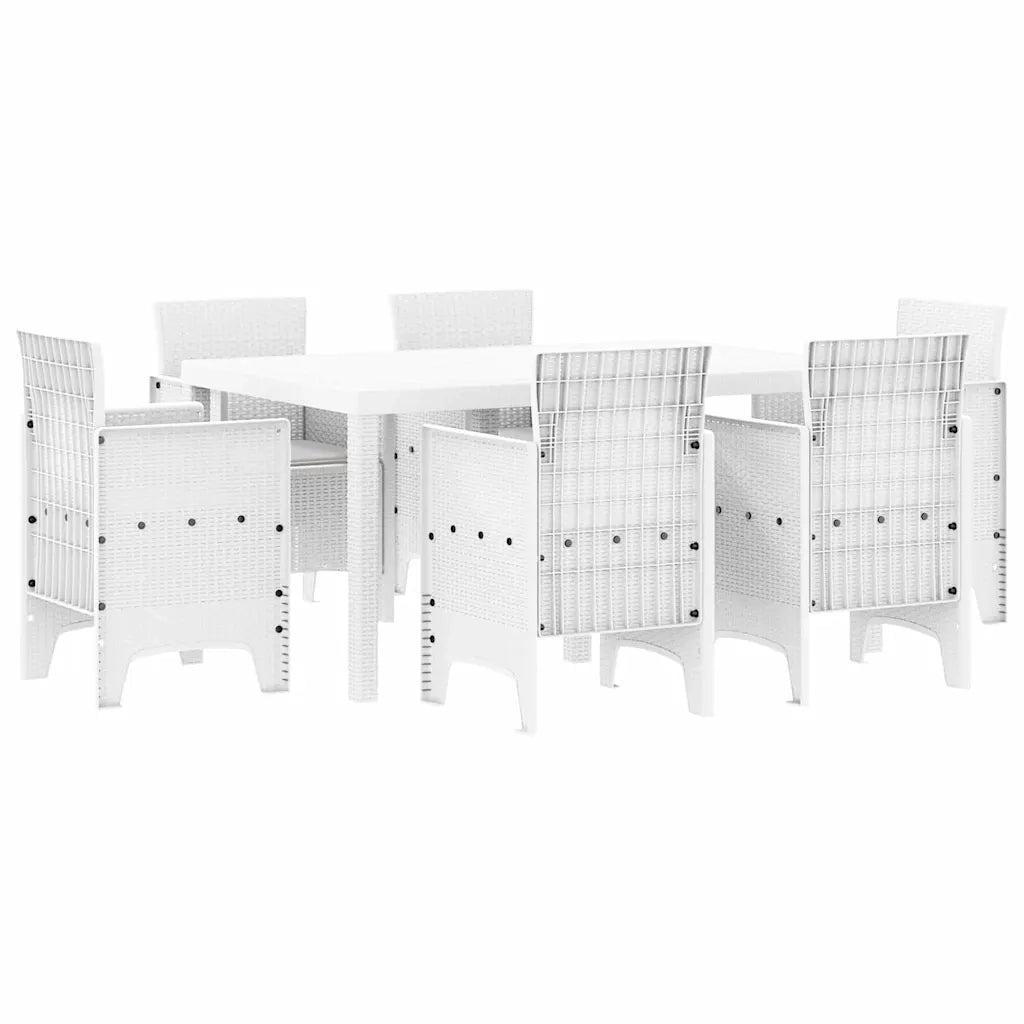 Set da Pranzo per Giardino 7 pcs Bianco Rattan Polt