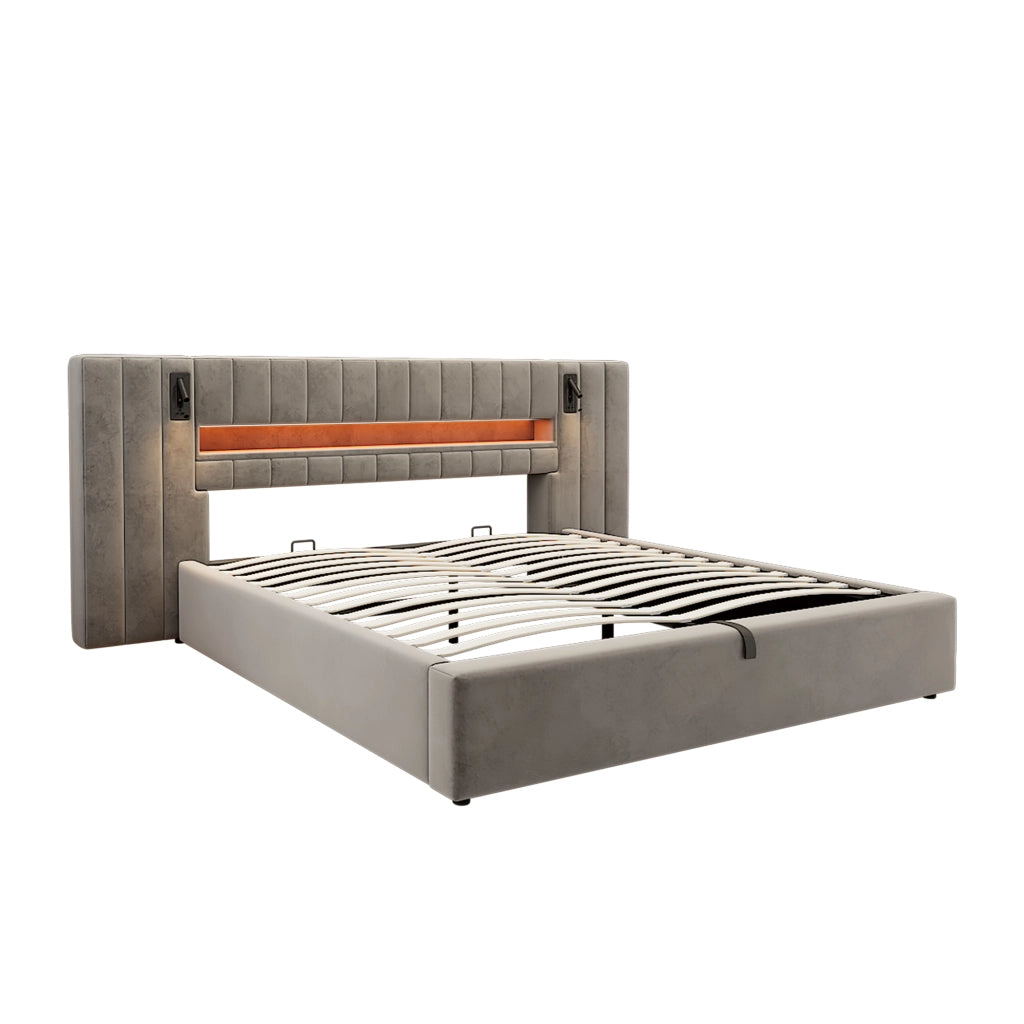 letto imbottito velluto grigio 180 x 200 cm