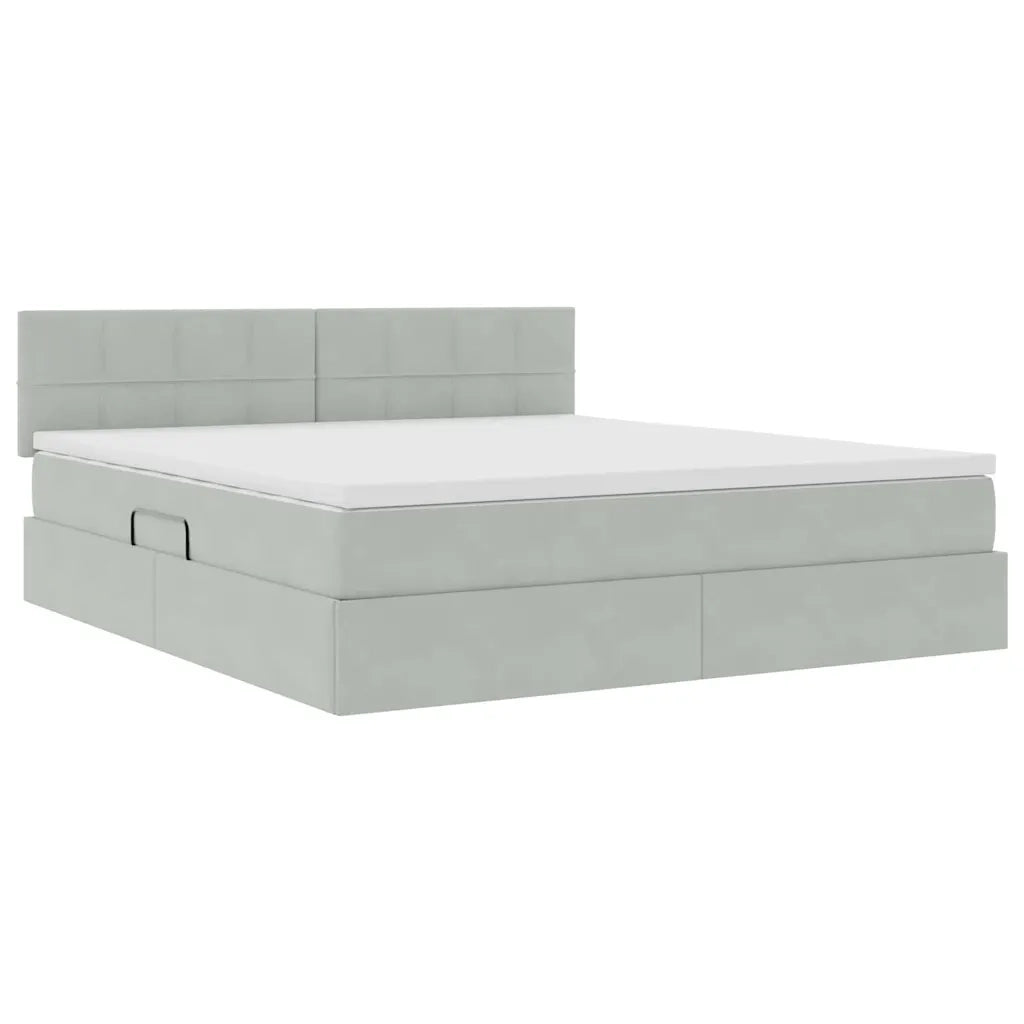 Letto con Contenitore Grigio chiaro 160 x 200 cm Velluto