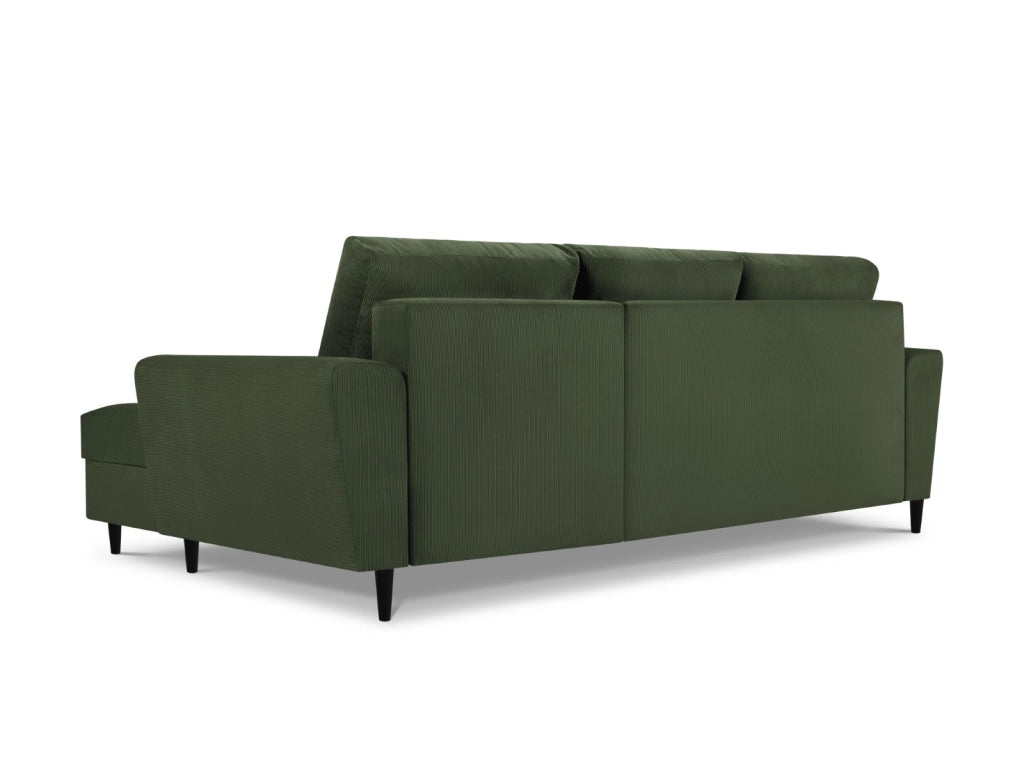 Cosmopolitan Design - Divano convertibile angolare destro con box "Kyoto" 4 posti in velluto a coste verde bottiglia 