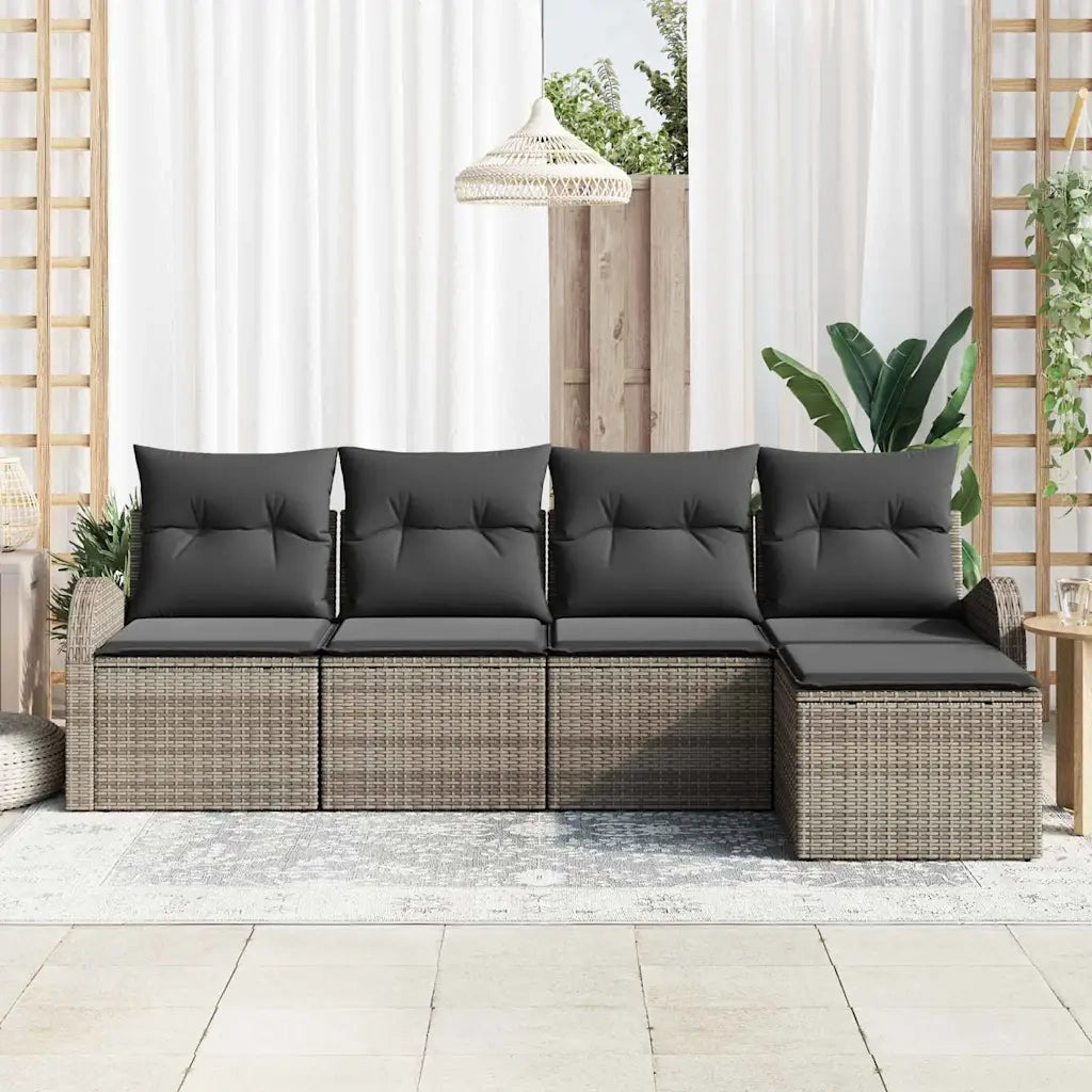 Set Divano da Giardino Grigio polyrattan