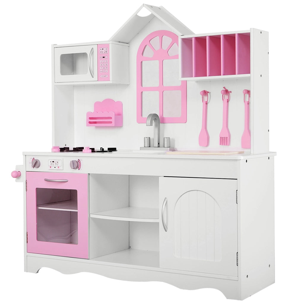 Set da cucina giocattolo per bambini, Set cucina in legno con pentole in legno accessori da cucina 106,5x32x109cm