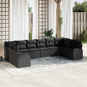 Set Divano da Giardino con cuscino 10 pcs Nero polyrattan