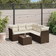Set Divano da Giardino 6 pz con Cuscini Marrone in Polyrattan 3249472