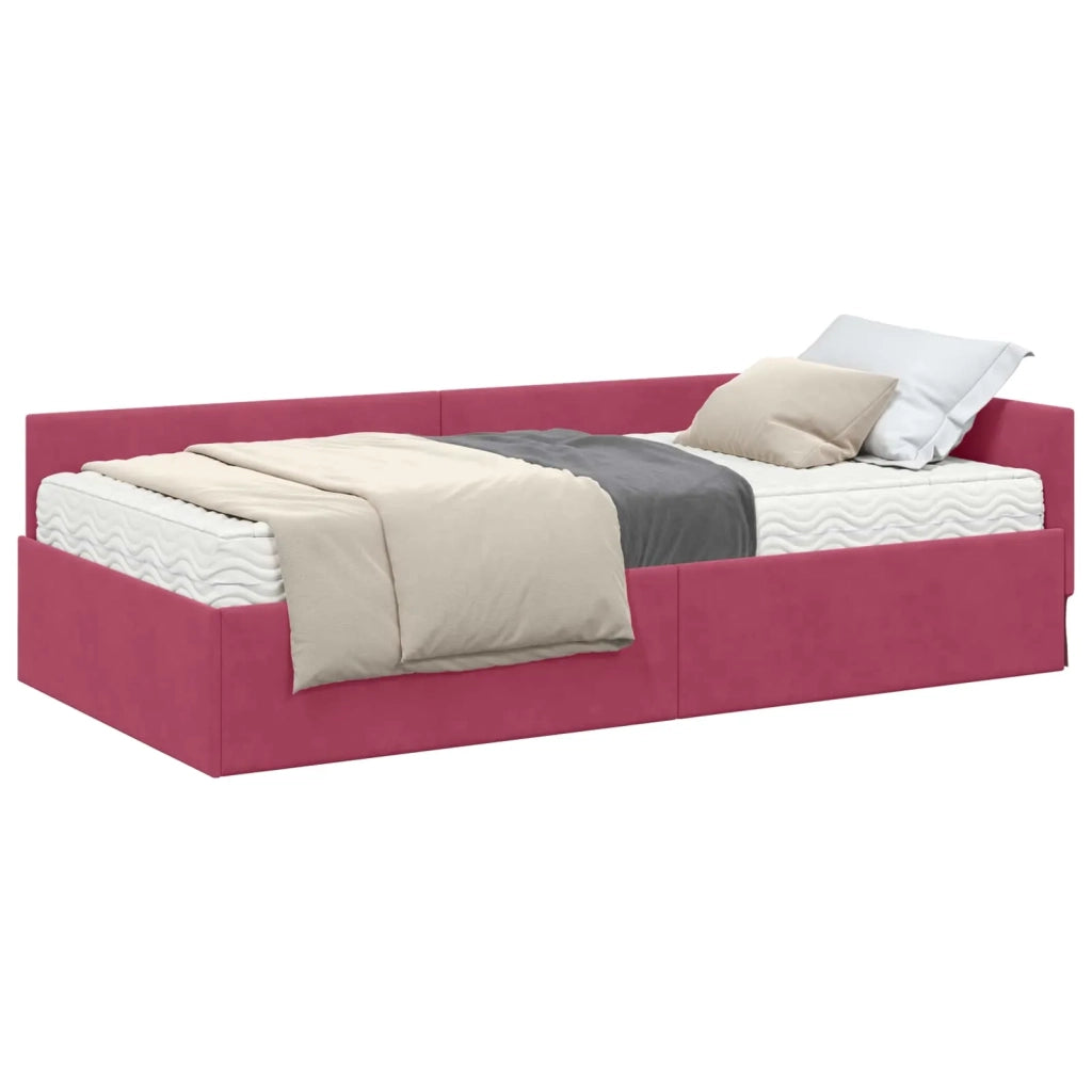 Struttura Letto Angolare con Materasso 2 pcs Verde Velluto