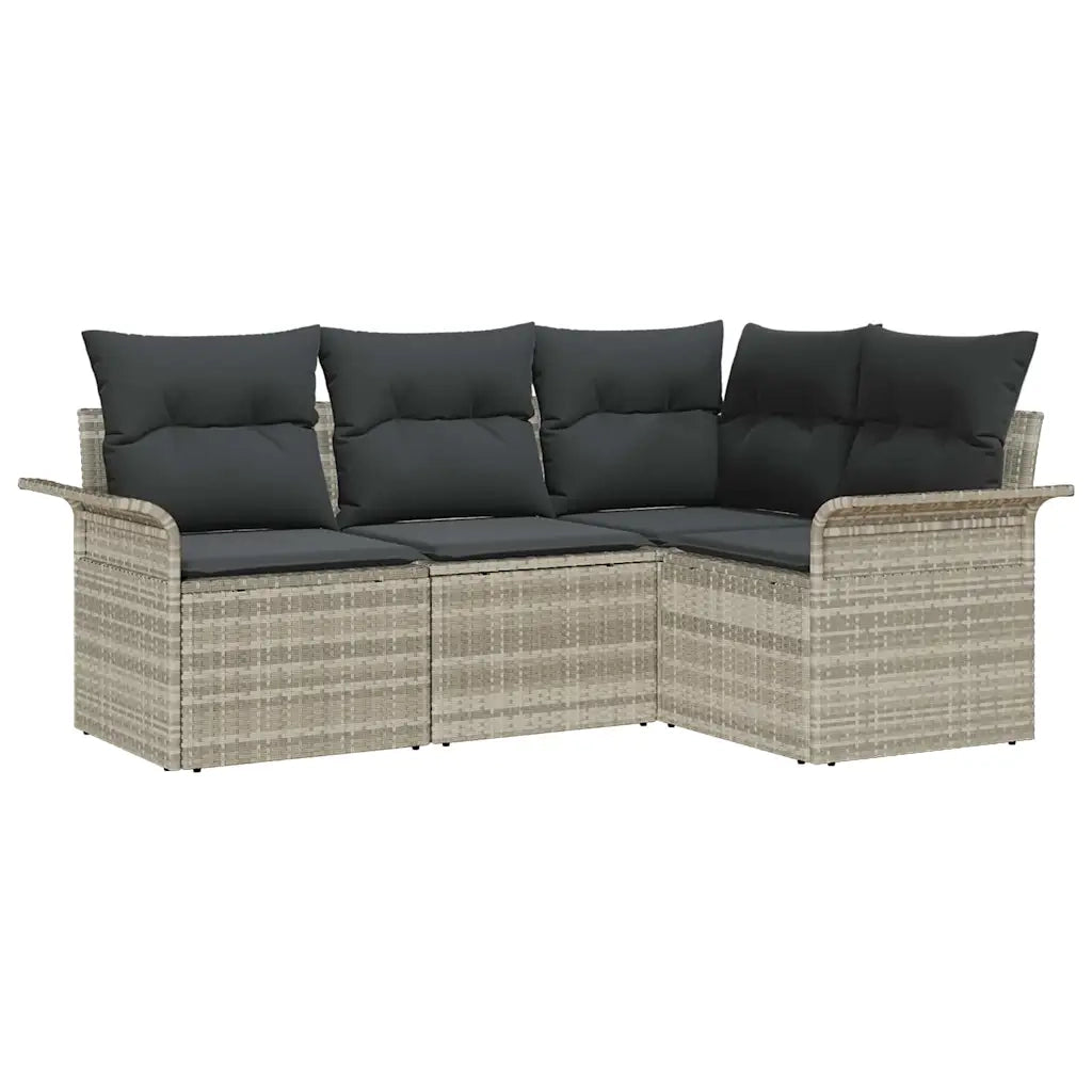 Set Divano da Giardino 4 pcs Grigio chiaro polyrattan