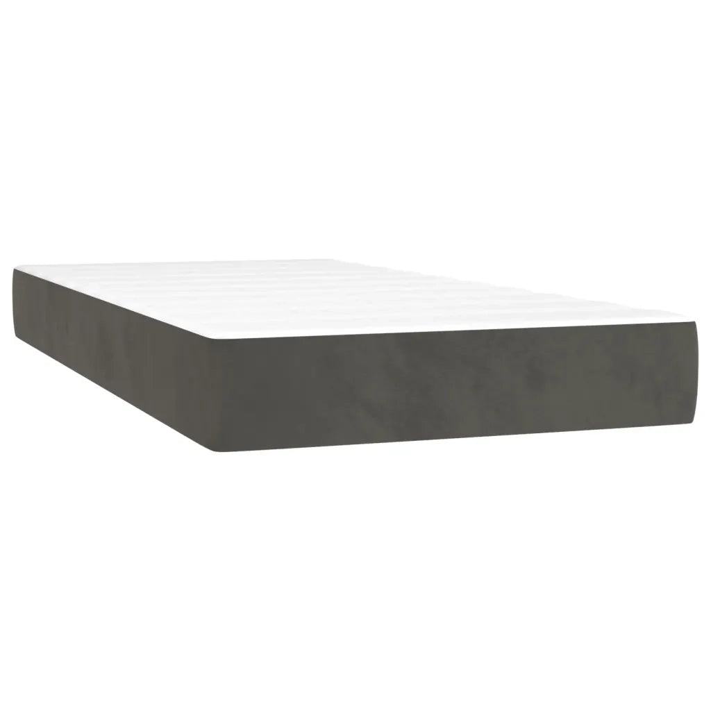 Letto a Molle con Materasso e LED-Struttura Letto con Materasso Grigio Scuro 90x190cm Velluto 820490