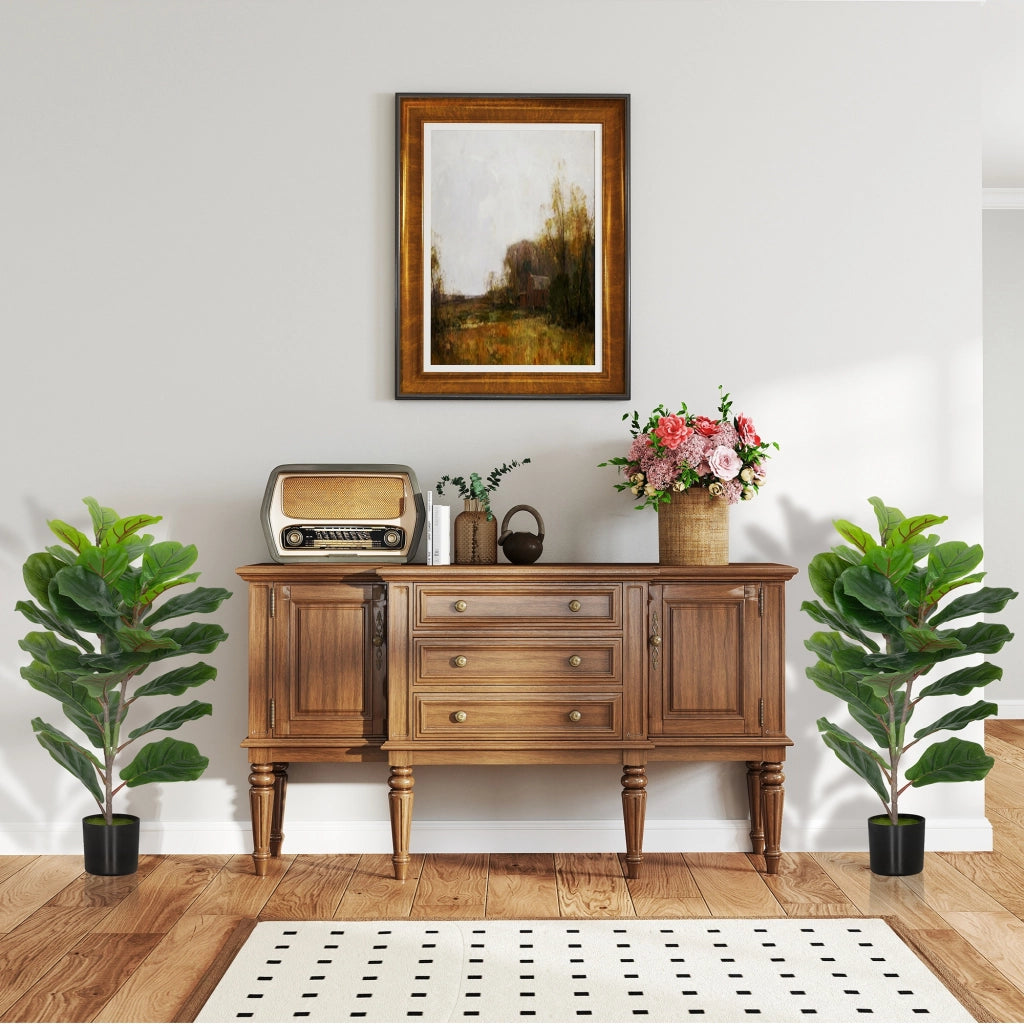 Piante Artificiali Ficus 80 cm con Vaso ¨C Minimal ¨C Verde Plastica