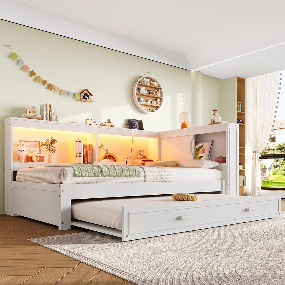 Divano letto 90x200cm?- Xylo - gigogne LED USB bianco