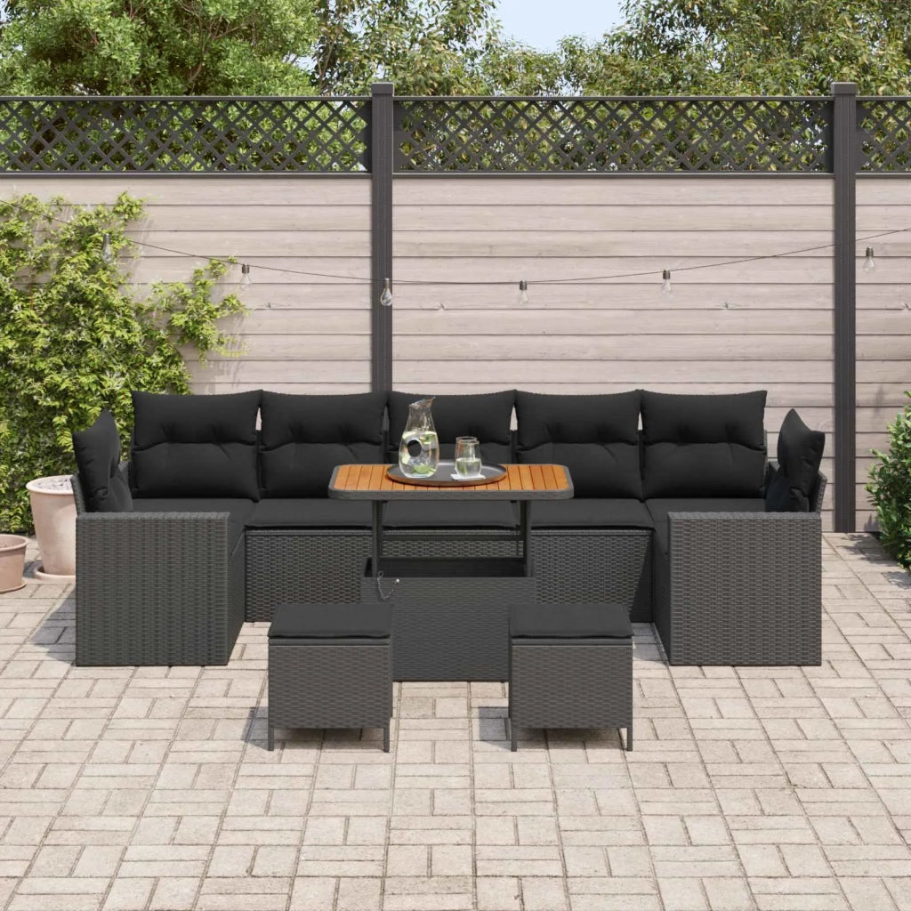 Set Divano da Giardino con cuscino 13 pcs Nero polyrattan 3363549