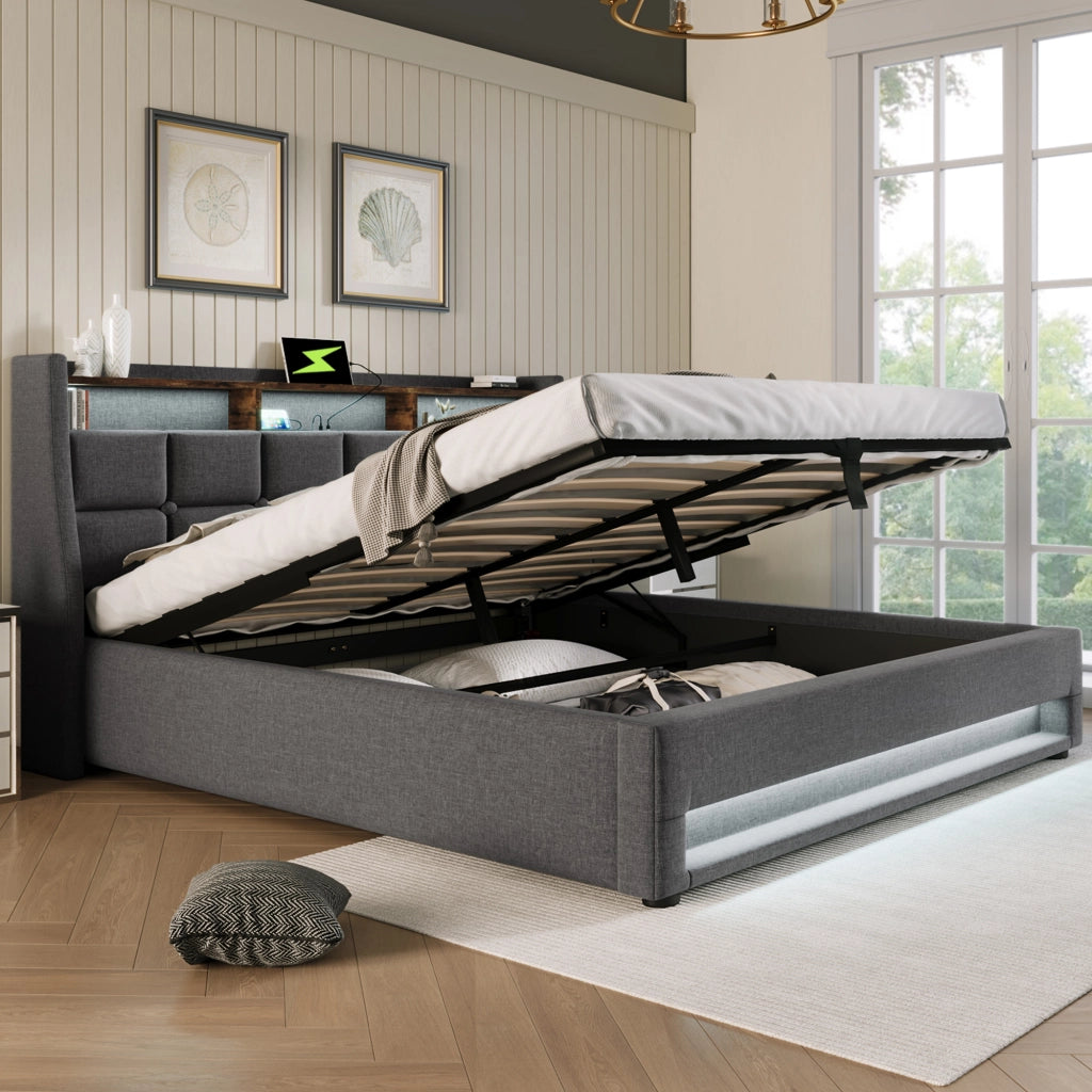 letto imbottito lino grigio 160x200 cm