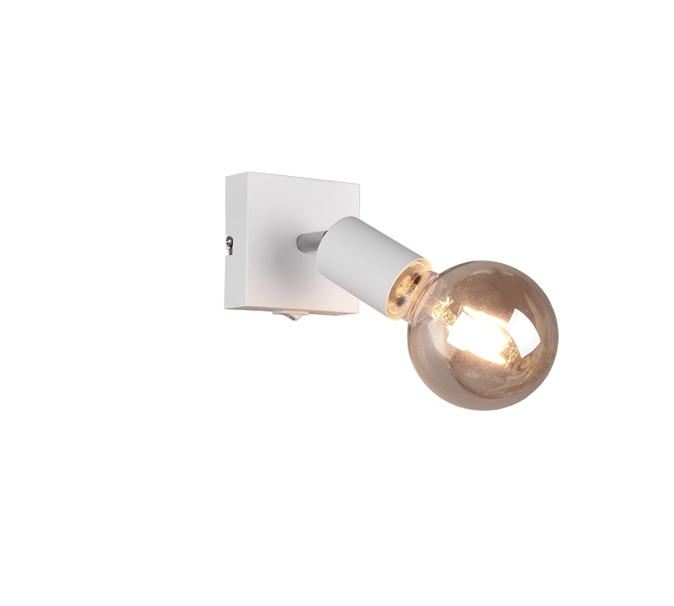 Faretto Spot Orientabile Parete Muro Bianco con Interruttore Vannes GD Trio