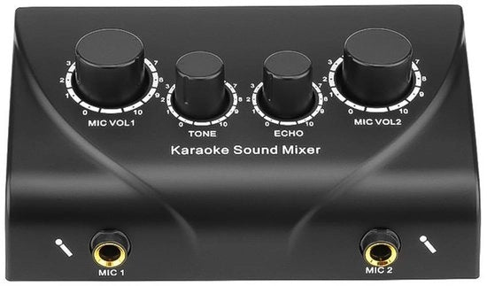 Mixer Karaoke Portatile - 2 Ingressi Microfono - Audio Digitale - Mixer Echo - Adatto per Home Cinema - Cassetto in Metallo - Mixer Audio