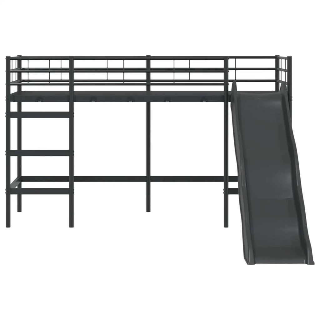 Letto loft per bambini con scivolo Nero e antracite