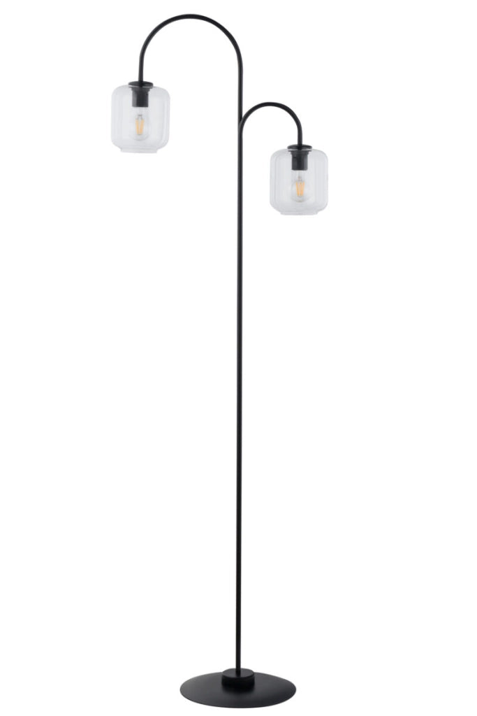 Lampada da terra moderna nera 2 vetri E27 Shine Sigma