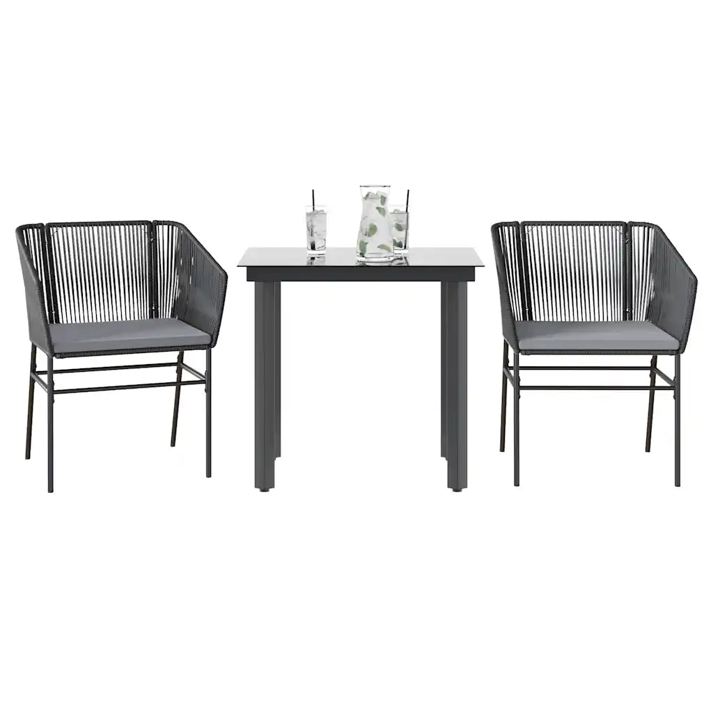 Set da Pranzo da Giardino 3 pz con Cuscini Polyrattan Vetro 3334611