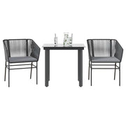 Set da Pranzo da Giardino 3 pz con Cuscini Polyrattan Vetro 3334611