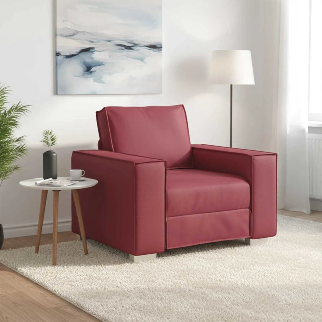 Poltrona Sofa Rosso Vino 100 cm Pelle Sintetica 4105042