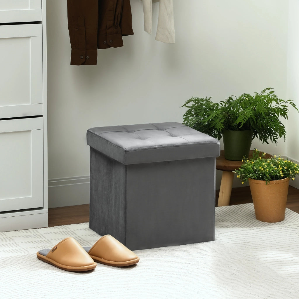 Pouf contenitore pieghevole ¨C Xylo ¨C grigio MDF imbottito