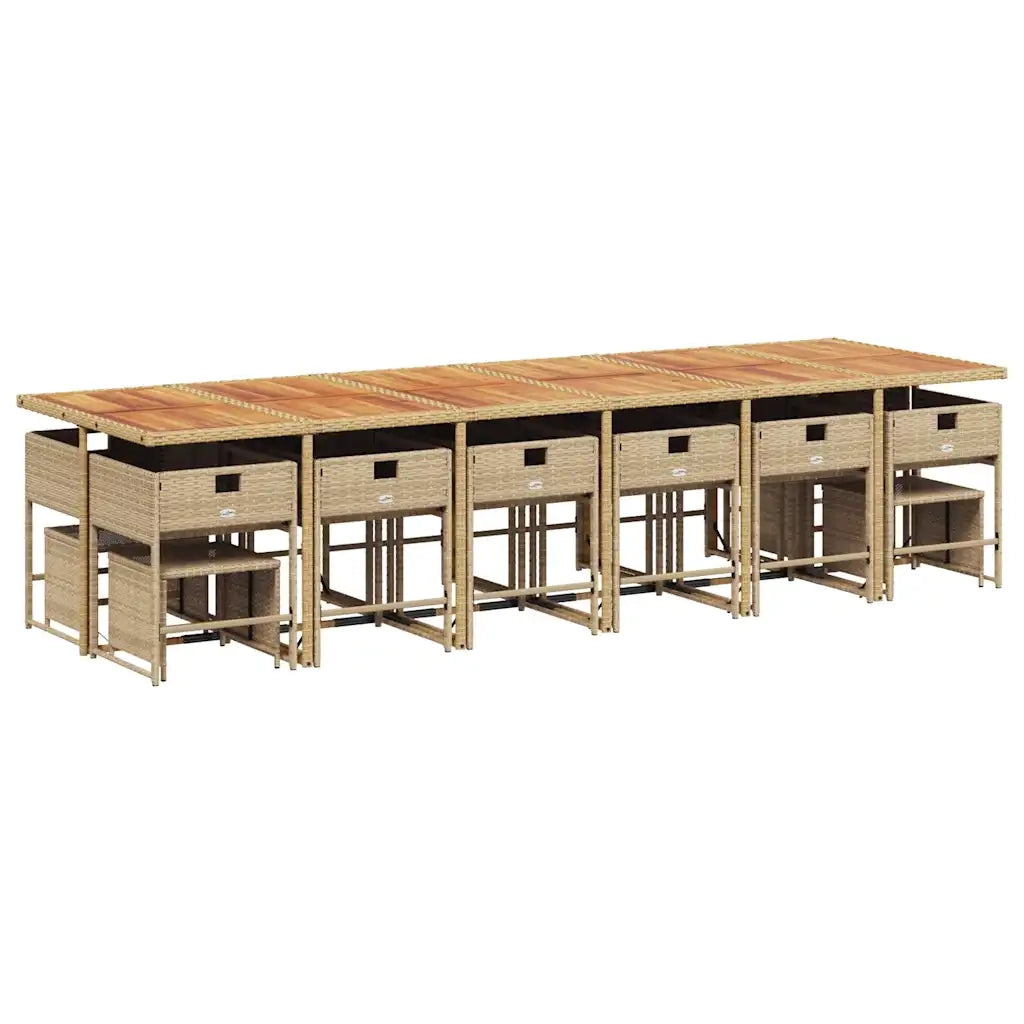 Set da Pranzo da Giardino 17 pz con Cuscini Beige in Polyrattan 3278139