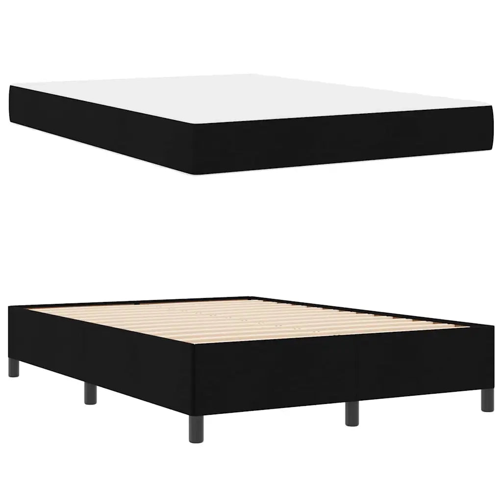 Letto a molle Nero 140 x 200 cm Tessuto