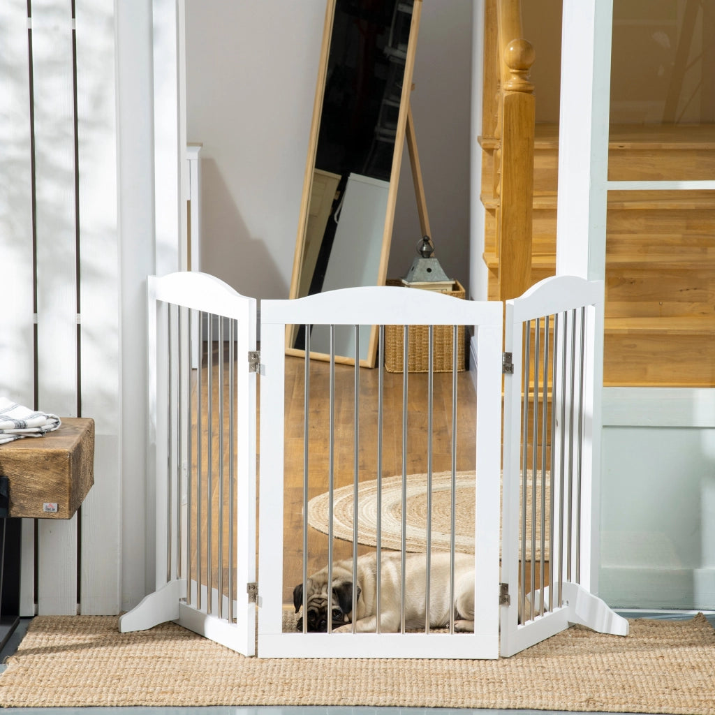 Cancello per Cani Pieghevole per Scale e Porte ¨C Minimal ¨C Bianco 154x30x80 cm
