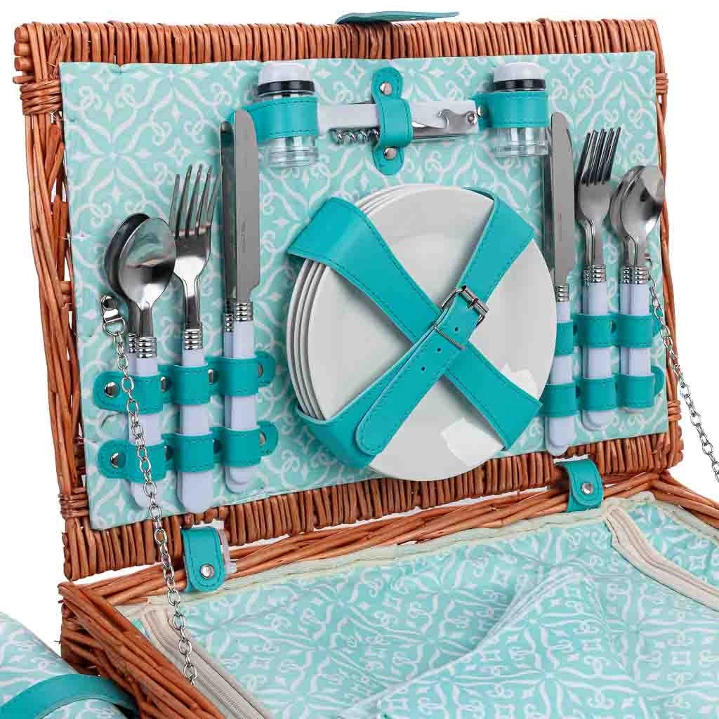 Cestino da picnic per 4 persone, marrone, 44x30x20h cm